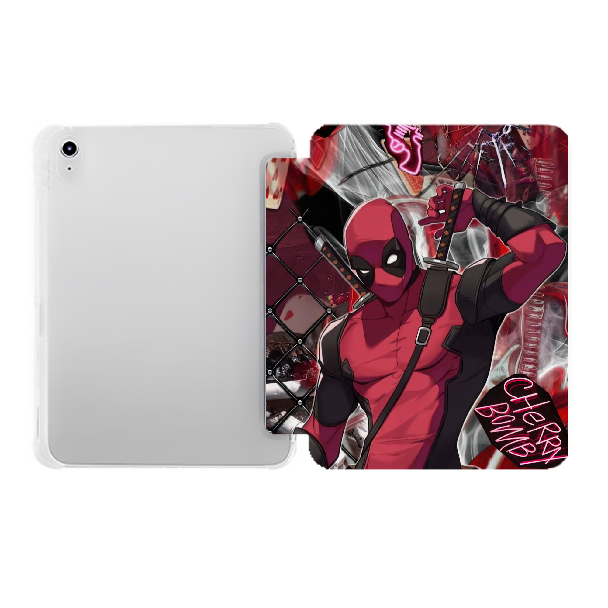 （画像用） Deadpool デッドプール IPad ケース ペン収納付き 三つ折りスタンド PUレザー×シリコン 対応機種9.5/10.5/10.9インチ